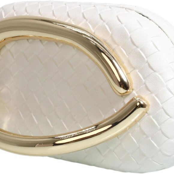 Women Woven PU Leather Clutch with Metal Handle Sized 7.5x4.1x3 for Formal or Ca - Picture 2 of 7